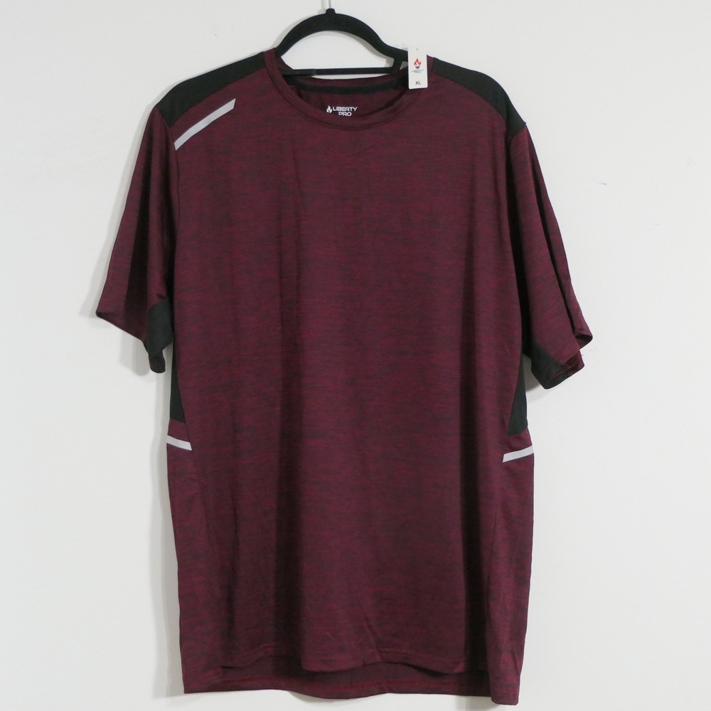 NEW Liberty Pro Mens T-Shirt XL Burgundy Black Performance Athletic Gorpcore